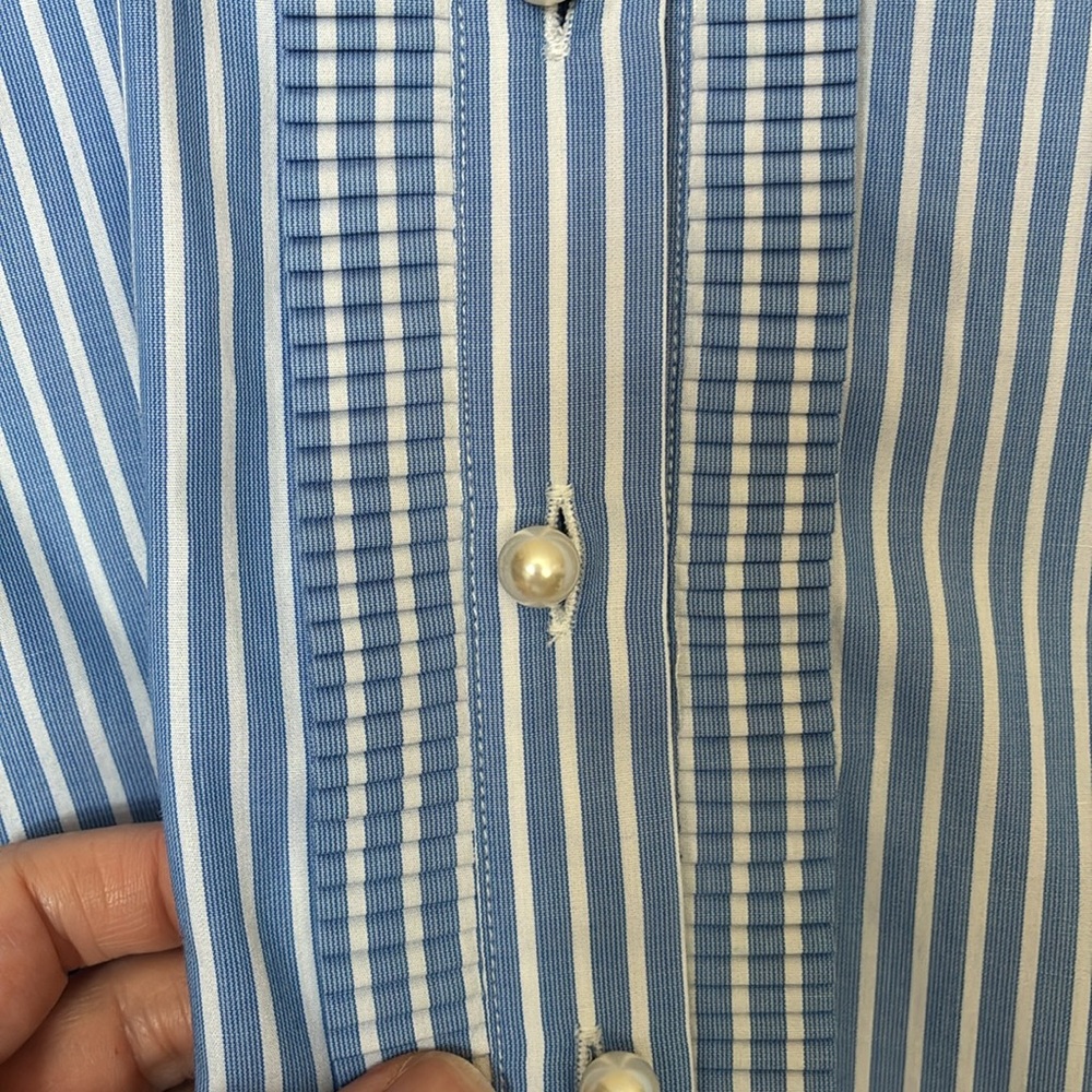 J crew Slight Cropped garçon shirt with pearl buttons in stripe Size 6 NWT - Picture 7 of 10